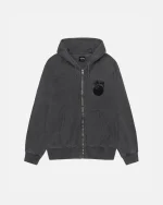 8 BALL ZIP HOODIE PIGMENT DYED BLACK