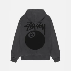 8 BALL ZIP HOODIE PIGMENT DYED BLACK