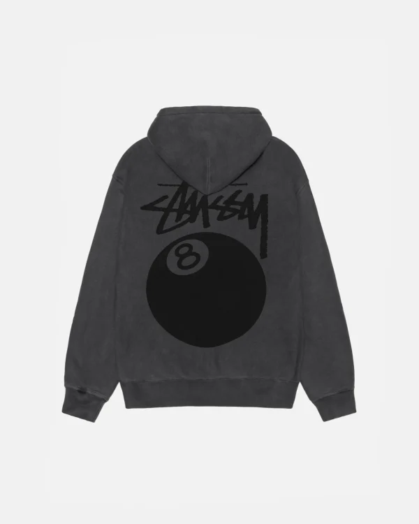 8 BALL ZIP HOODIE PIGMENT DYED BLACK