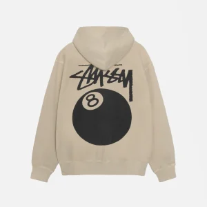 8 BALL ZIP HOODIE PIGMENT DYED KHAKI