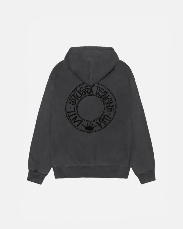 BUANA ZIP HOODIE PIGMENT DYED BLACK