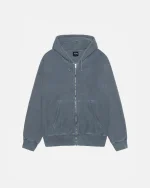 BUANA ZIP HOODIE PIGMENT DYED BLUE